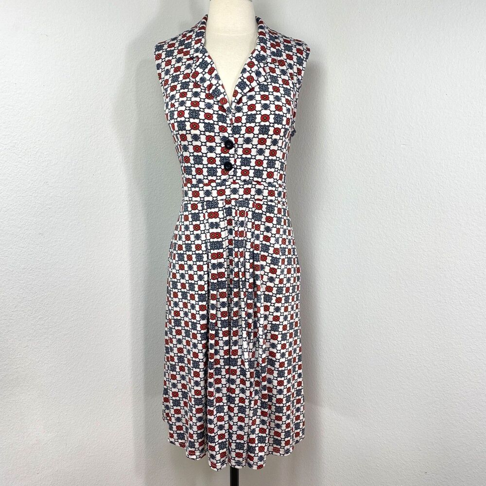 Reborn Stretch Knit Midi Dress Size 1XL Geometric Pockets Sleeveless Whimsy Goth